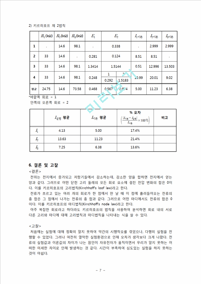 [자연과학][일반물리학 실험] 키르히호프의 법칙.hwp